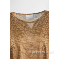 Pullover jacquard in maglia di leopardo con manica lunga